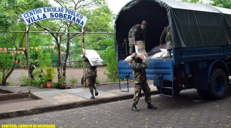 Ejército de Nicaragua garantiza cargue, traslado y descargue de merienda escolar