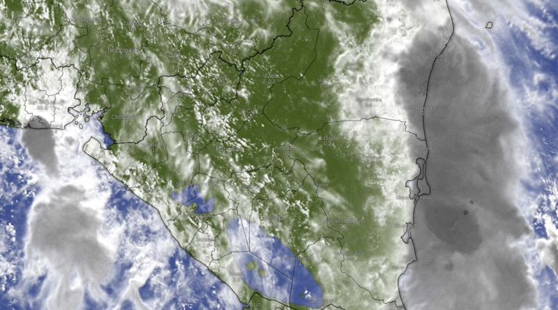 Vista satelital del clima sobre Nicaragua