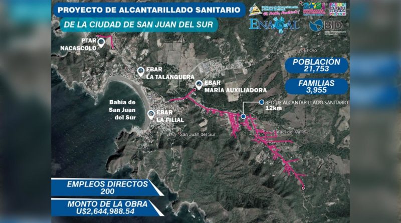 Avanzan obras de ampliación del sistema de alcantarillado en San Juan del Sur