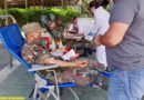 Efectivos militares de la Escuela Nacional de Adiestramiento Básico de Infantería “Soldado Ramón Montoya” del Ejército de Nicaragua participando en jornada de donación voluntaria de sangre.