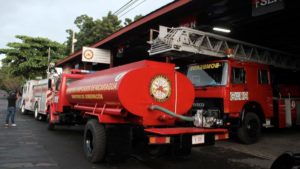 Camiones de bomberos que serán parte de la estación en Puerto Morazán, Chinandega