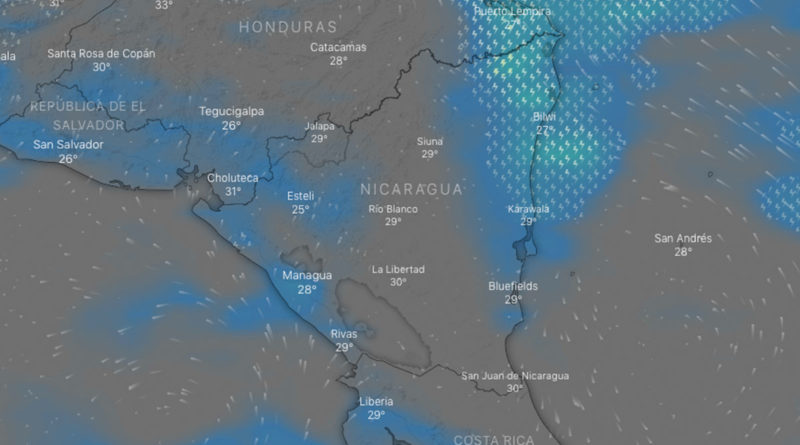 Imagen satelital sobre el clima en Nicaragua