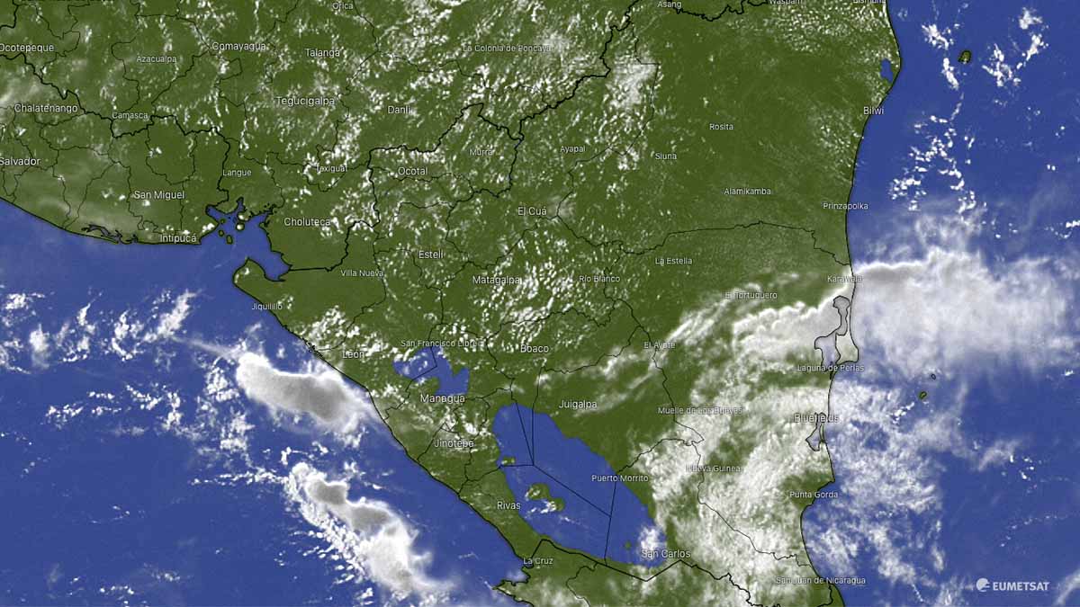 Imagen satelital sobre el clima en Nicaragua