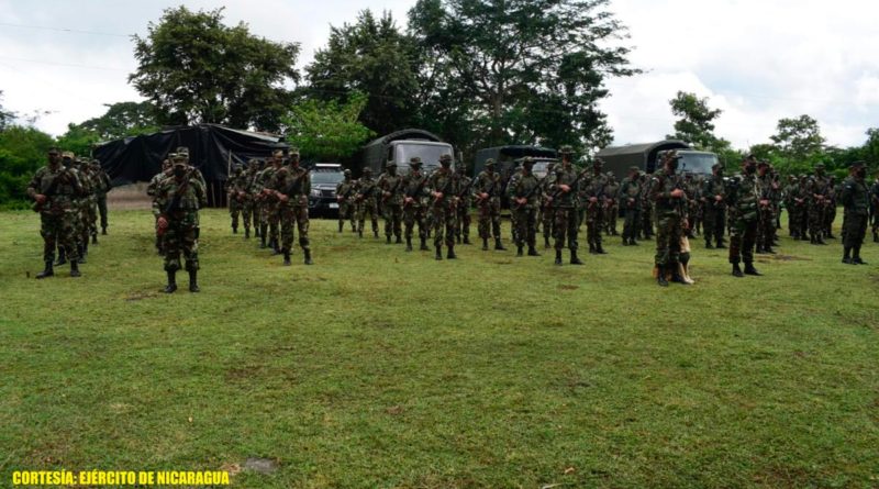 Efectivos del Ejército de Nicaragua en apertura del plan de protección de la cosecha cafetalera ciclo productivo 2021-2022 en Boaco.