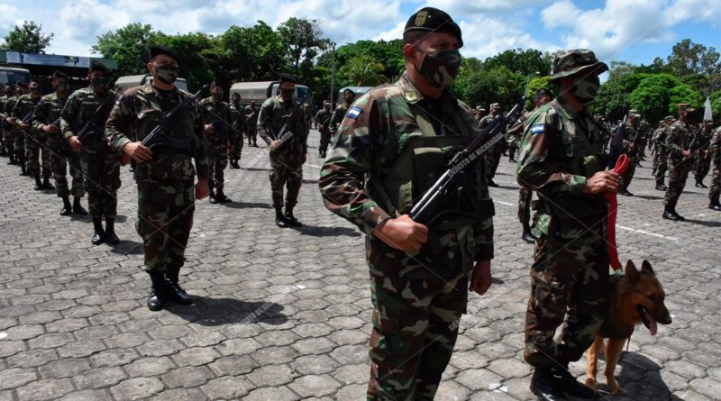 Efectivos del Ejército de Nicaragua en apertura del plan de protección de la cosecha cafetalera ciclo productivo 2021-2022 en Managua