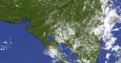 Imagen satelital del as condiciones del clima en Nicaragua.
