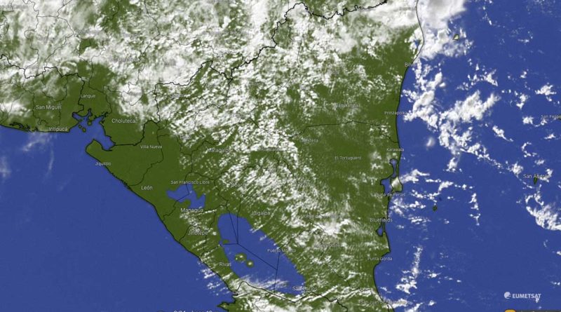 Imagen satelital sobre el clima en Nicaragua