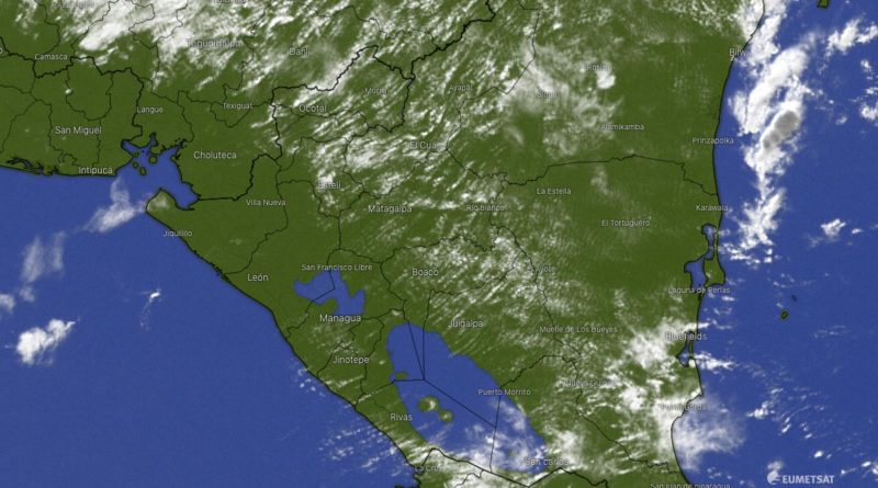 Imagen satelital de las condiciones del clima en Nicaragua.