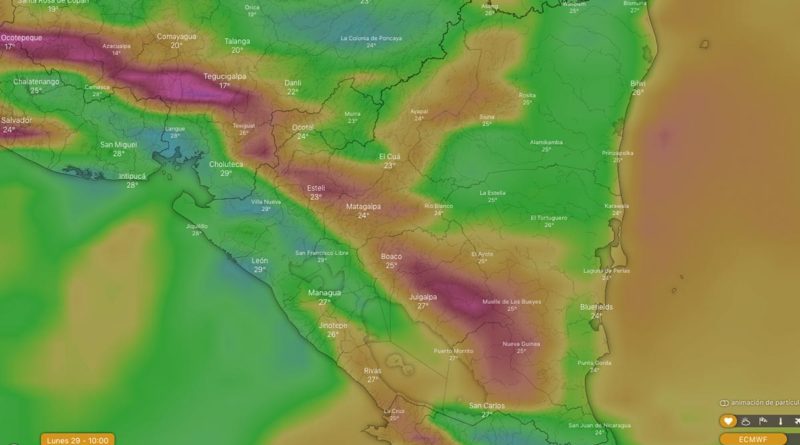 Imagen satelital sobre el clima en Nicaragua