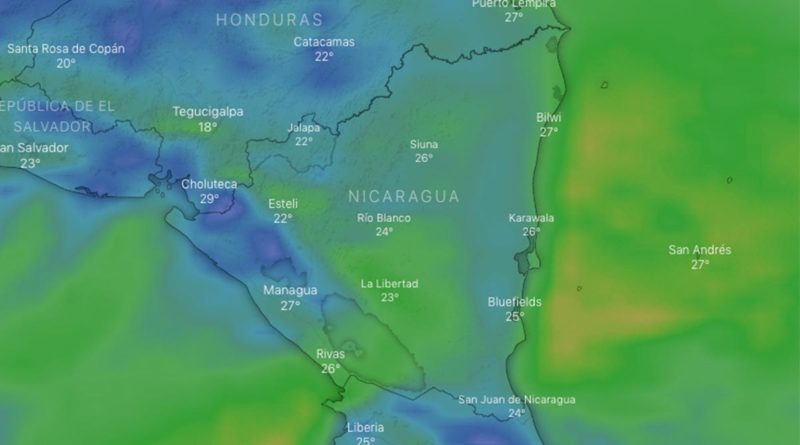 Imagen satelital sobre el clima en Nicaragua