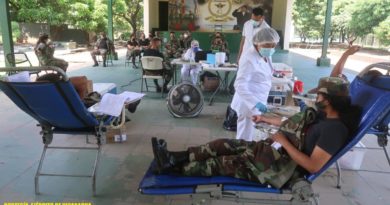 Efectivos del Ejército de Nicaragua en jornada de donación voluntaria de sangre