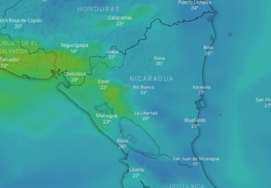 Imagen satelital sobre el clima y la temperatura en Nicaragua