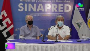Doctor Guillermo Gonzalez y doctor Wilfried Strauch, durante la conferencia de prensa brindada la mañana de este martes