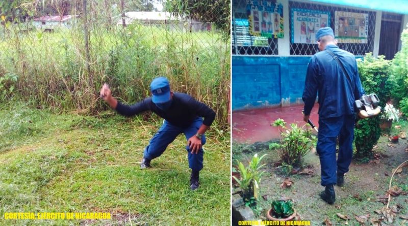 Efectivos del Ejército de Nicaragua en jornada de limpieza en Bluefields