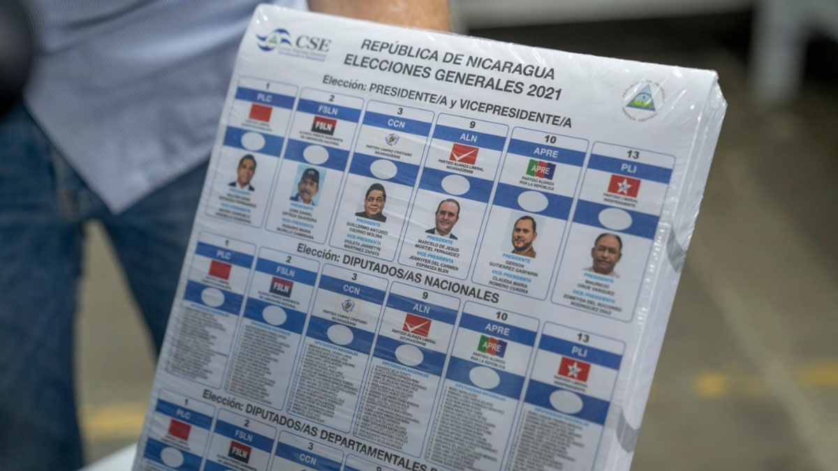 Boleta electoral oficial que será utilizada en las Elecciones Generales 2021 en Nicaragua