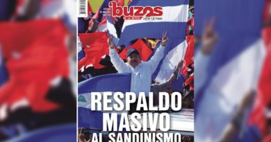 Portada de la revista Buzos "Respaldo Masivo del Pueblo Nicaragüense al Sandinismo"