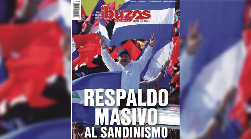 Portada de la revista Buzos "Respaldo Masivo del Pueblo Nicaragüense al Sandinismo"