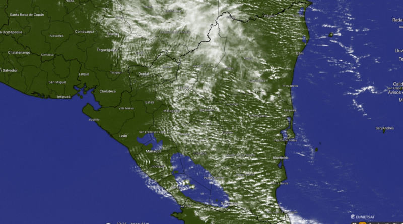 Imagen satelital sobre el clima en Nicaragua