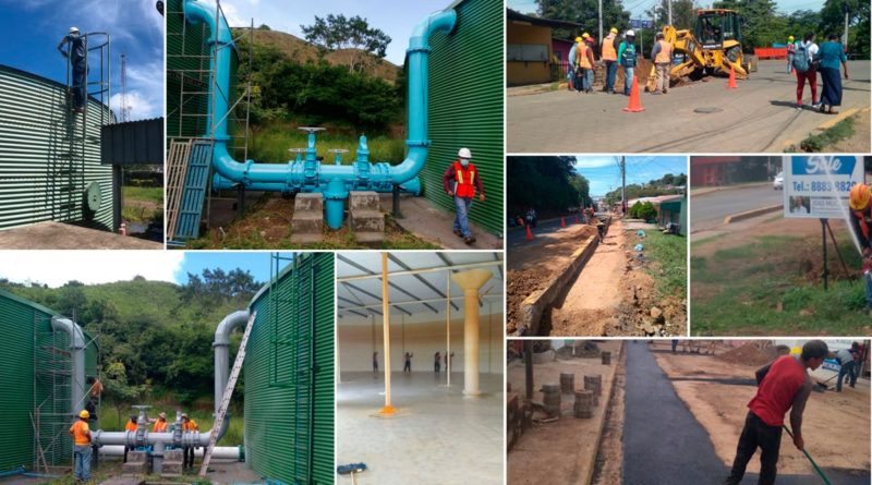 Operarios de ENACAL realizando trabajos del sistema agua potable en San Juan del Sur