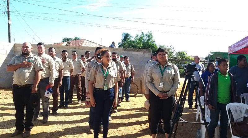 Equipo de MARENA, en el acto de inauguración de la nueva delegación de la Reserva Biológica Cayos Miskitos en Bilwi.