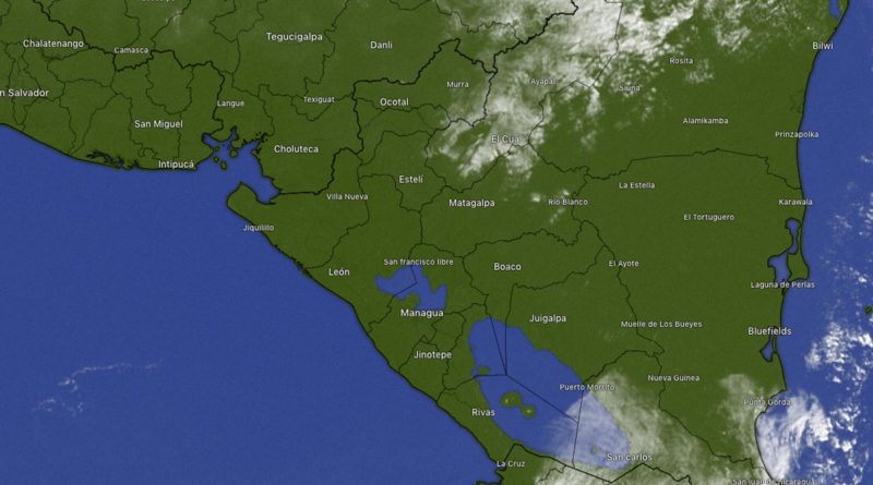 Imagen satelital de las condiciones del clima en Nicaragua.