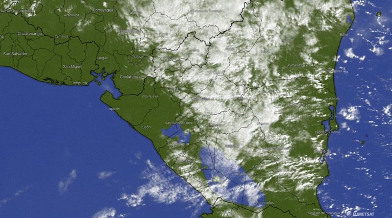 Imagen satelital de la condiciones del clima en Nicaragua.