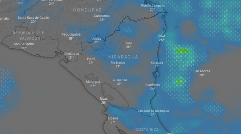 Imagen satelital sobre el clima en Nicaragua