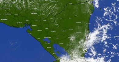 Imagen satelital de las condiciones del clima en Nicaragua, para este domingo 26 de diciembre de 2021.