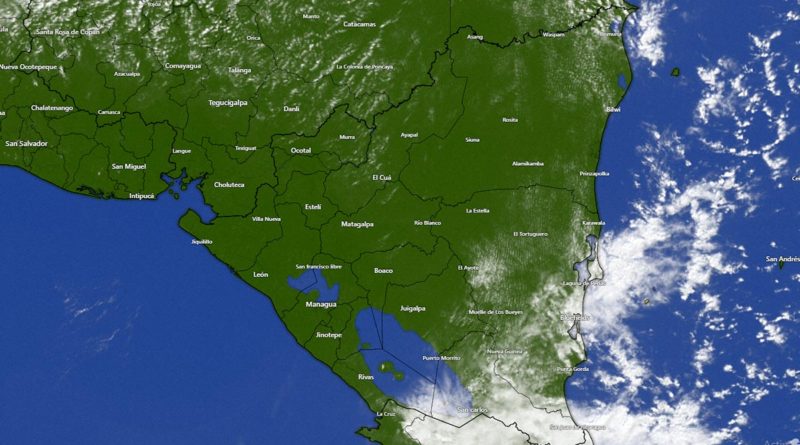 Imagen satelital de las condiciones del clima en Nicaragua, para este domingo 26 de diciembre de 2021.