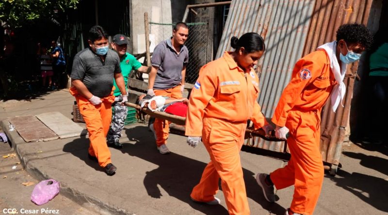 Nicaragüenses participando en el cuarto ejercicio de preparación para protección de la vida