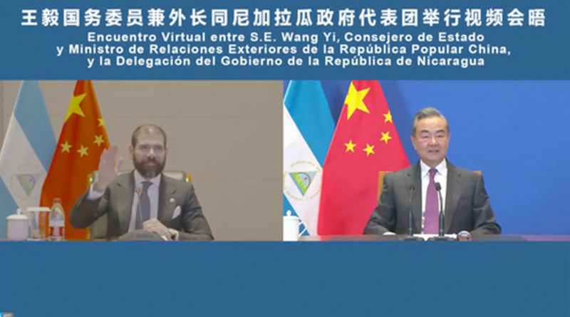 Encuentro virtual entre la delegación de Nicaragua en China y el señor Wang Yi