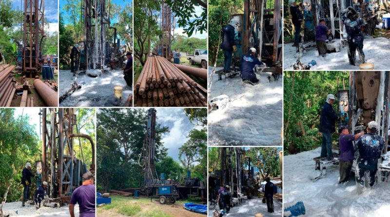 Obreros de ENACAL trabajando en nuevo pozo de agua en Comarca Las Viudas de Managua