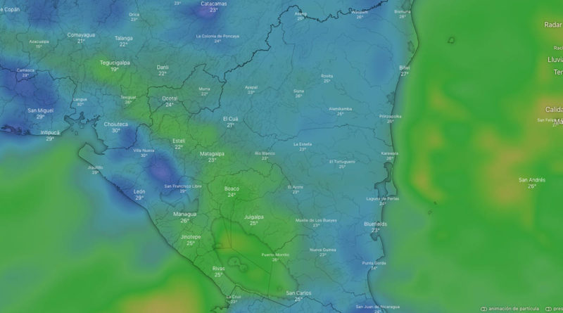 Imagen satelital sobre el clima en Nicaragua