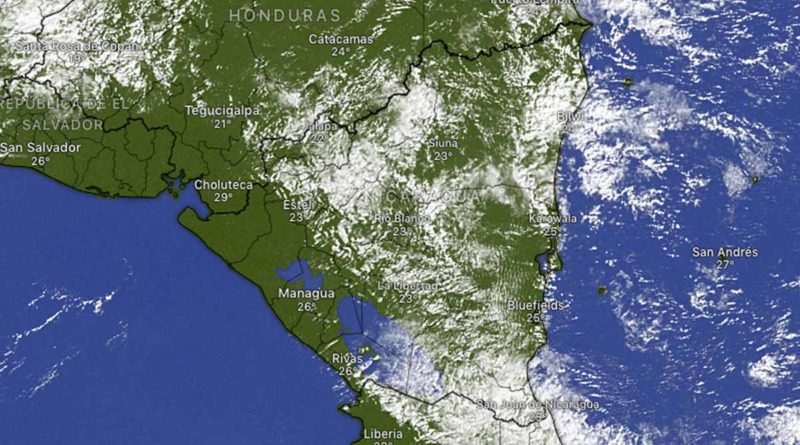 Imagen satelital sobre el clima en Nicaragua