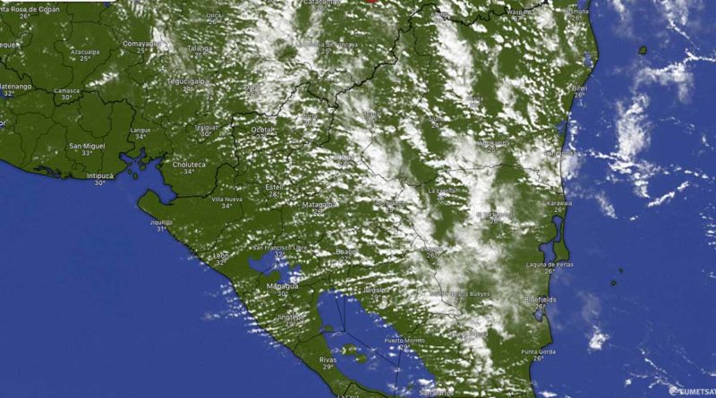 Imagen satelital sobre el clima en Nicaragua