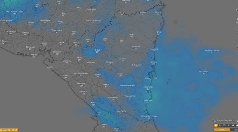 Imagen satelital sobre el clima en Nicaragua