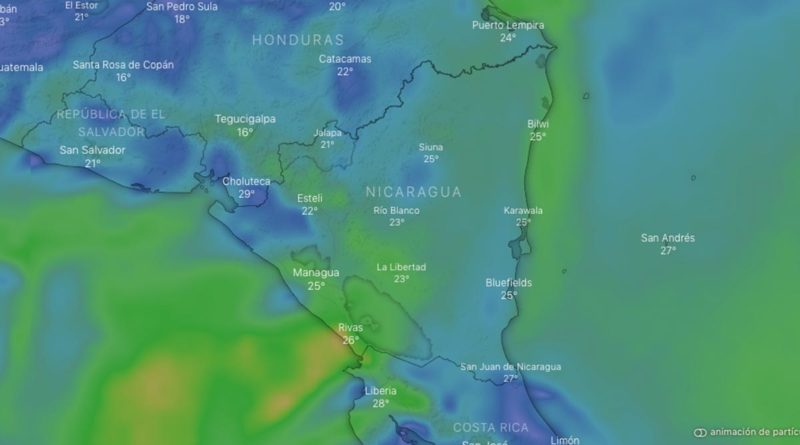 Imagen satelital sobre el clima en Nicaragua