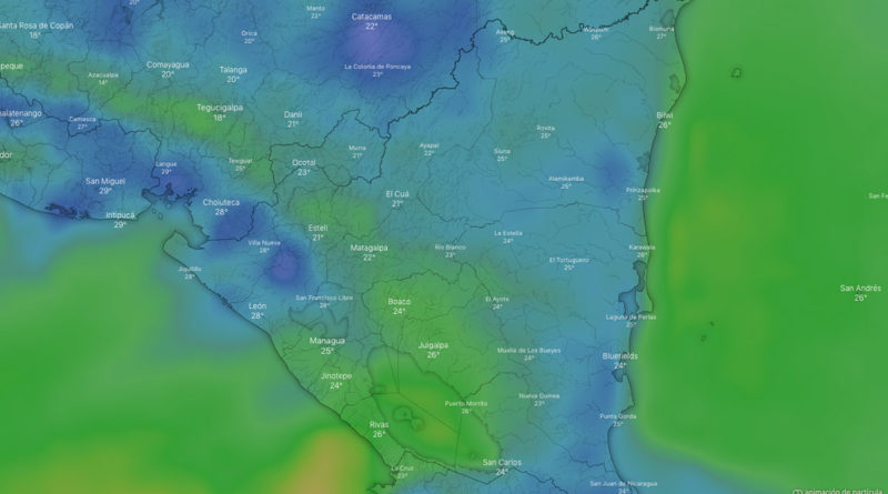 Imagen satelital sobre el clima en Nicaragua