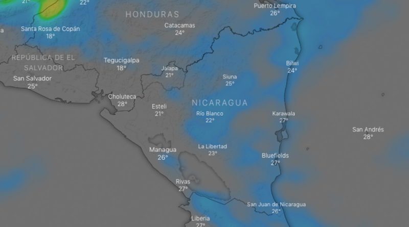 Imagen satelital sobre el clima en Nicaragua