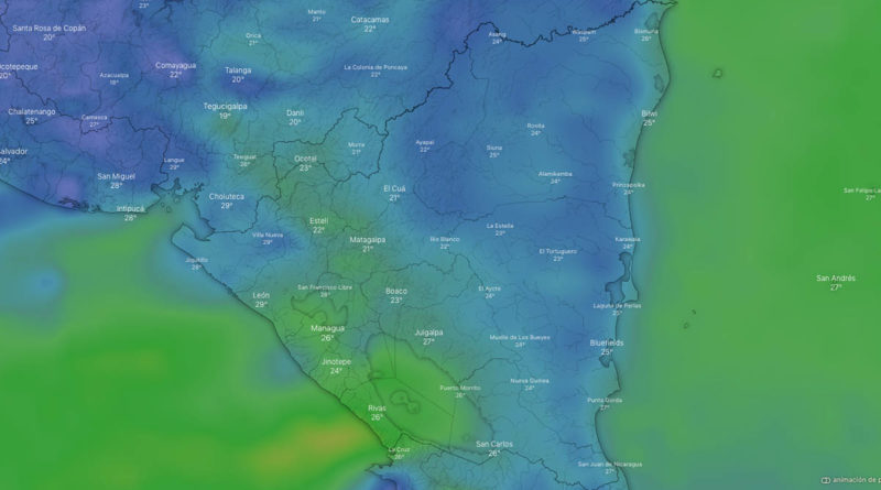 Imagen satelital sobre el clima en Nicaragua