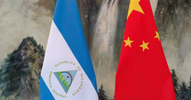 Bandera de la república de Nicaragua y bandera de la república popular China