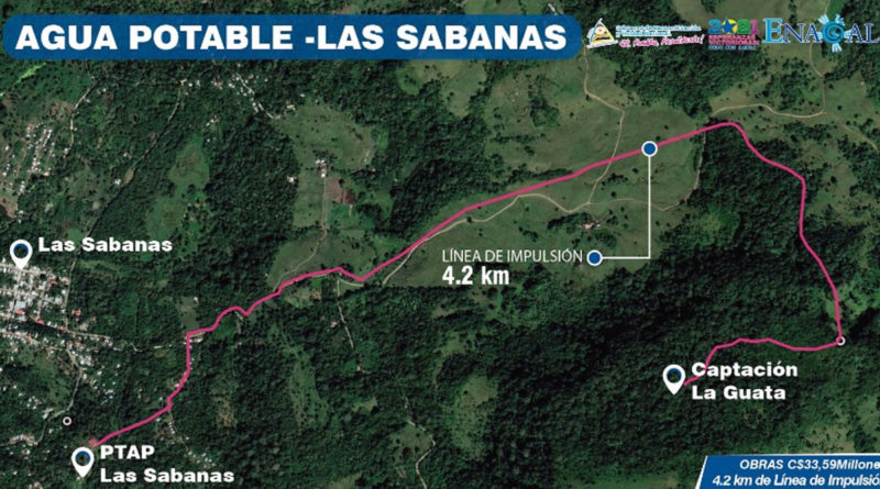 Mapa del proyecto a desarrollar en Sabanas, Madriz por ENACAL