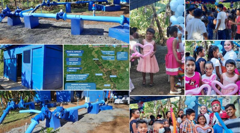 Familias de Granada inaugurando nuevo pozo de agua potable en la ciudad de Granada