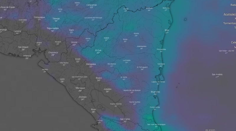 Clima en Nicaragua: Regiones del Caribe contará con lluvias moderadas