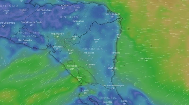 Vientos moderados a fuertes predominarán en Nicaragua