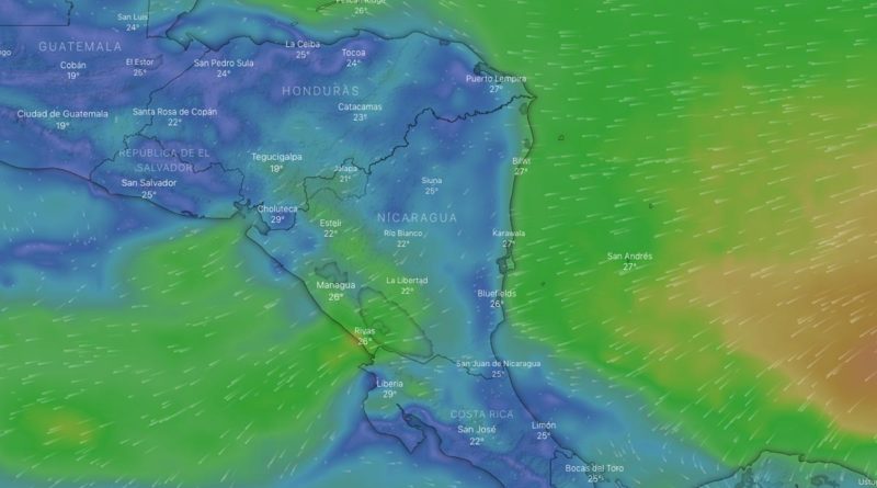 Imagen satelital sobre el clima en Nicaragua