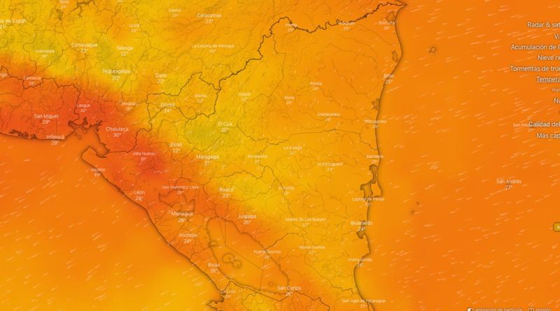 Ambiente caluroso y vientos fuertes en el territorio nicaragüense