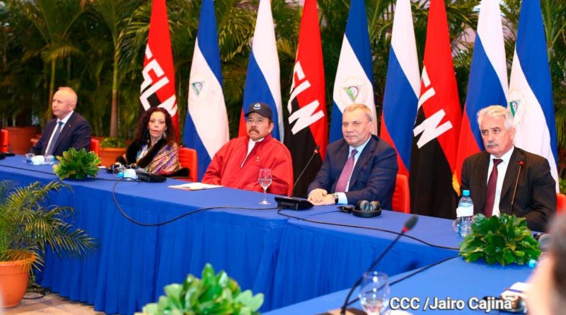 Presidente Comandante Daniel Ortega y la Compañera Rosario Murillo, junto a la delegación de la Federación de Rusia que visita Nicaragua, encabezada por el viceprimer ministro Yuri Borisov.
