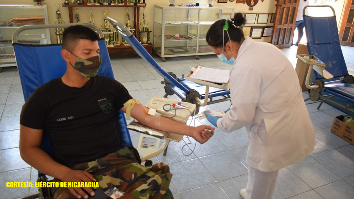 Ejército de Nicaragua participó en jornada voluntaria de donación de sangre