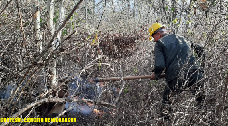 Efectivo militar en ardua jornada de sofocación de incendio agropecuario en el cerro La Guanábana